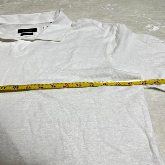 NWT Porter & Ash Linen Blend Polo Men's L White Classic Preppy Summer Staple - Picture 6 of 9